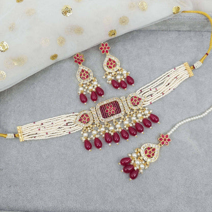 Aditi Choker Necklace Set - Fancy Fab Jewels