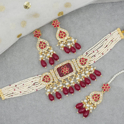 Aditi Choker Necklace Set - Fancy Fab Jewels