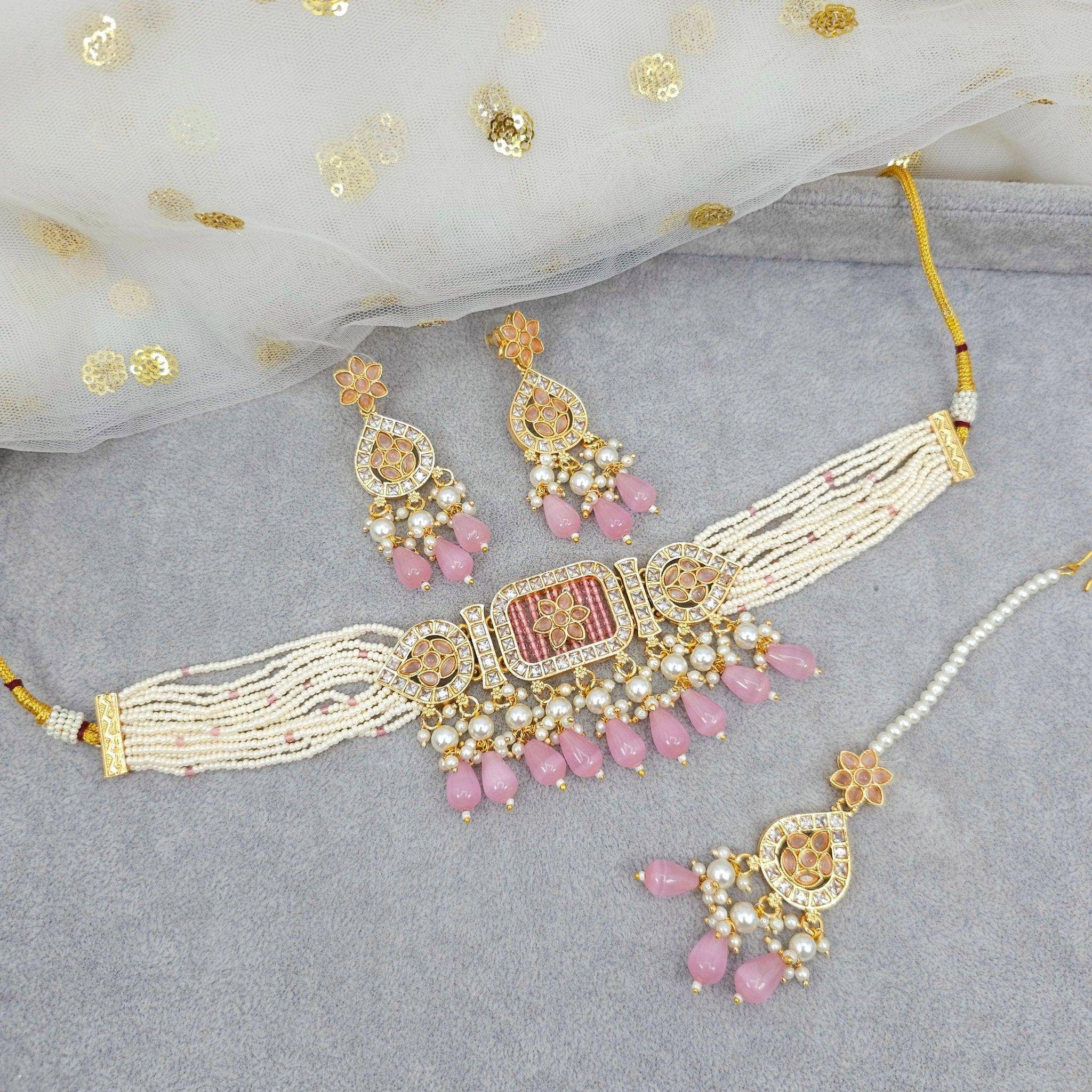 Aditi Choker Necklace Set - Fancy Fab Jewels