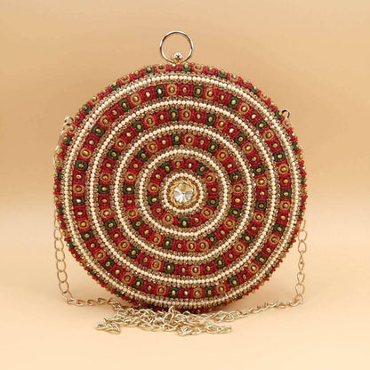 Alaya Round Clutch Deep Red - Fancy Fab Jewels