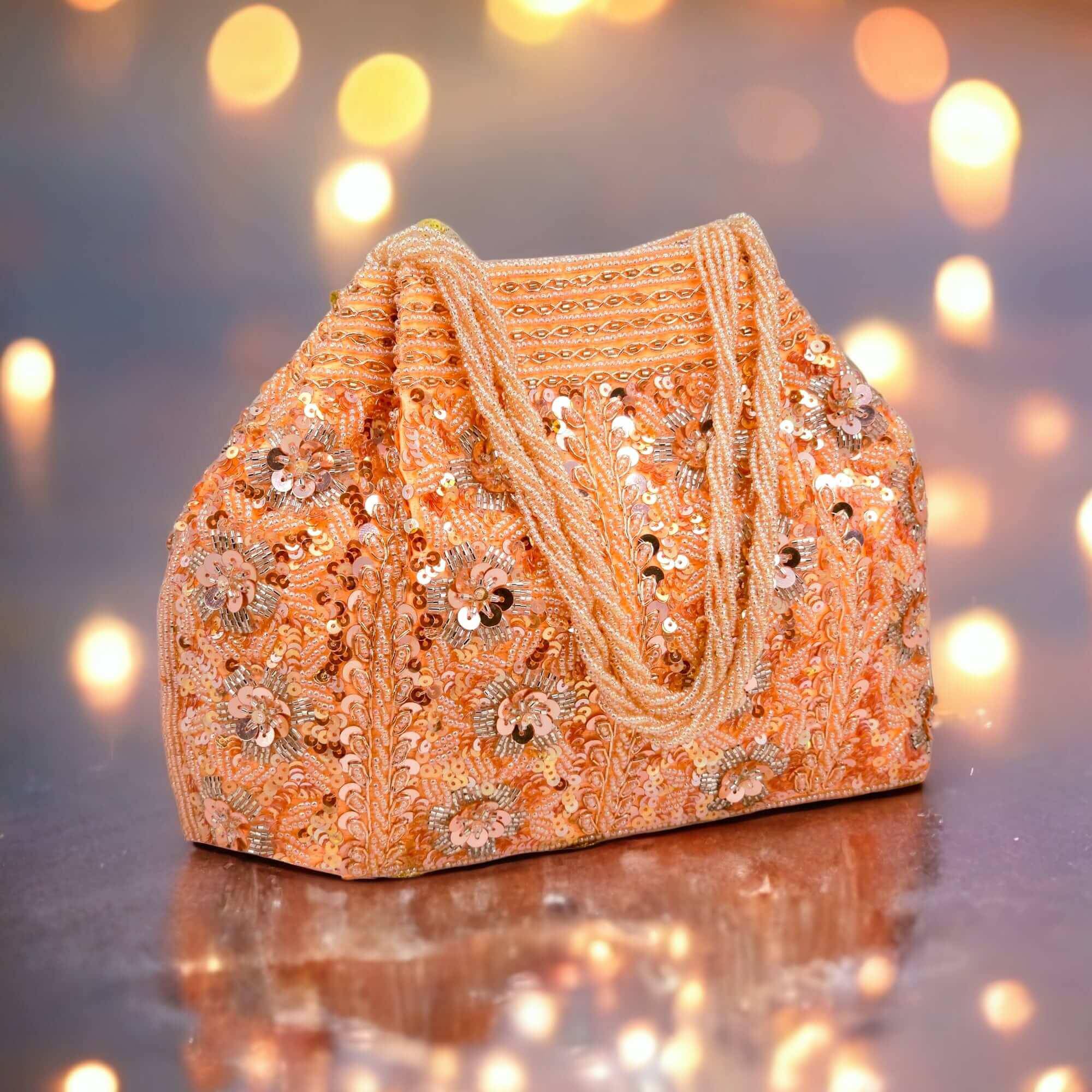 Aurum Bridal Clutch Bag - Rose Gold - Fancy Fab Jewels