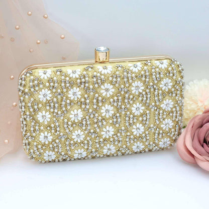 GOLD Pearl Shaheen Clutch - Fancy Fab Jewels