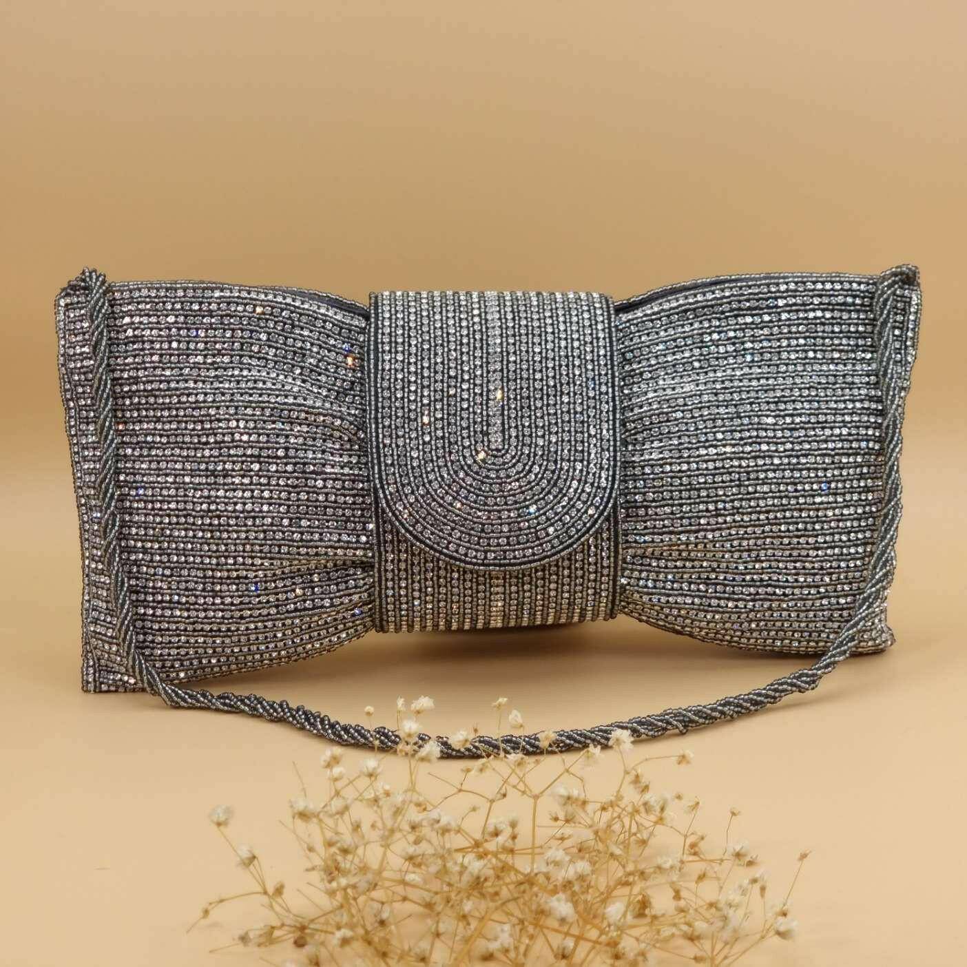 Twinkle Bridal Clutch Silver Grey - Fancy Fab Jewels