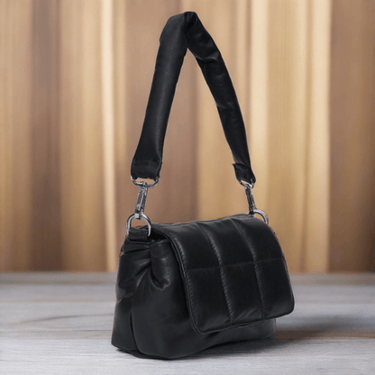 Women's Black Leather Cross Body Bag | Shoulder Bag - Fancy Fab Jewels