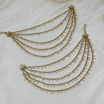 5 Strands Pearl Earring Chains/Earchains - Fancy Fab Jewels