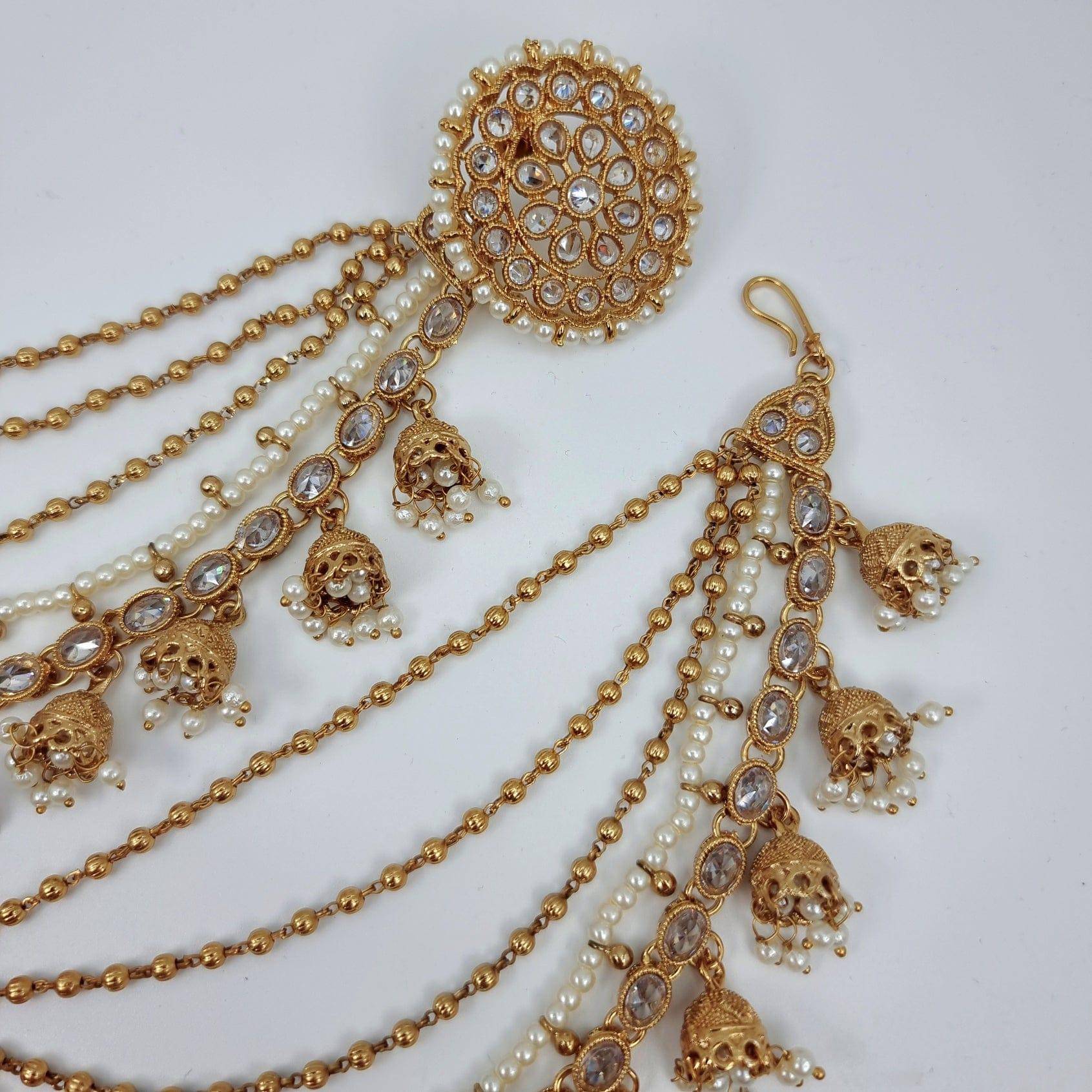 Kriti Earrings tops with Heavy earring Chains - Clear - Fancy Fab Jewels