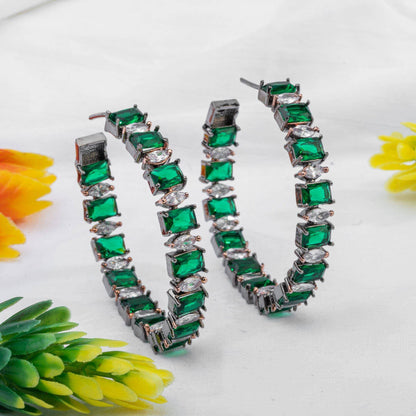 Lilly- American Diamond Hoop Earrings in Seven Colours - Fancy Fab Jewels