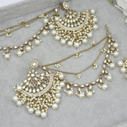 Noori - Mirror Earrings Tikka Set - Fancy Fab Jewels