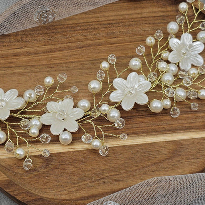 Ivory Bridal Hairvine Hair Brooch Headpiece - Fancy Fab Jewels