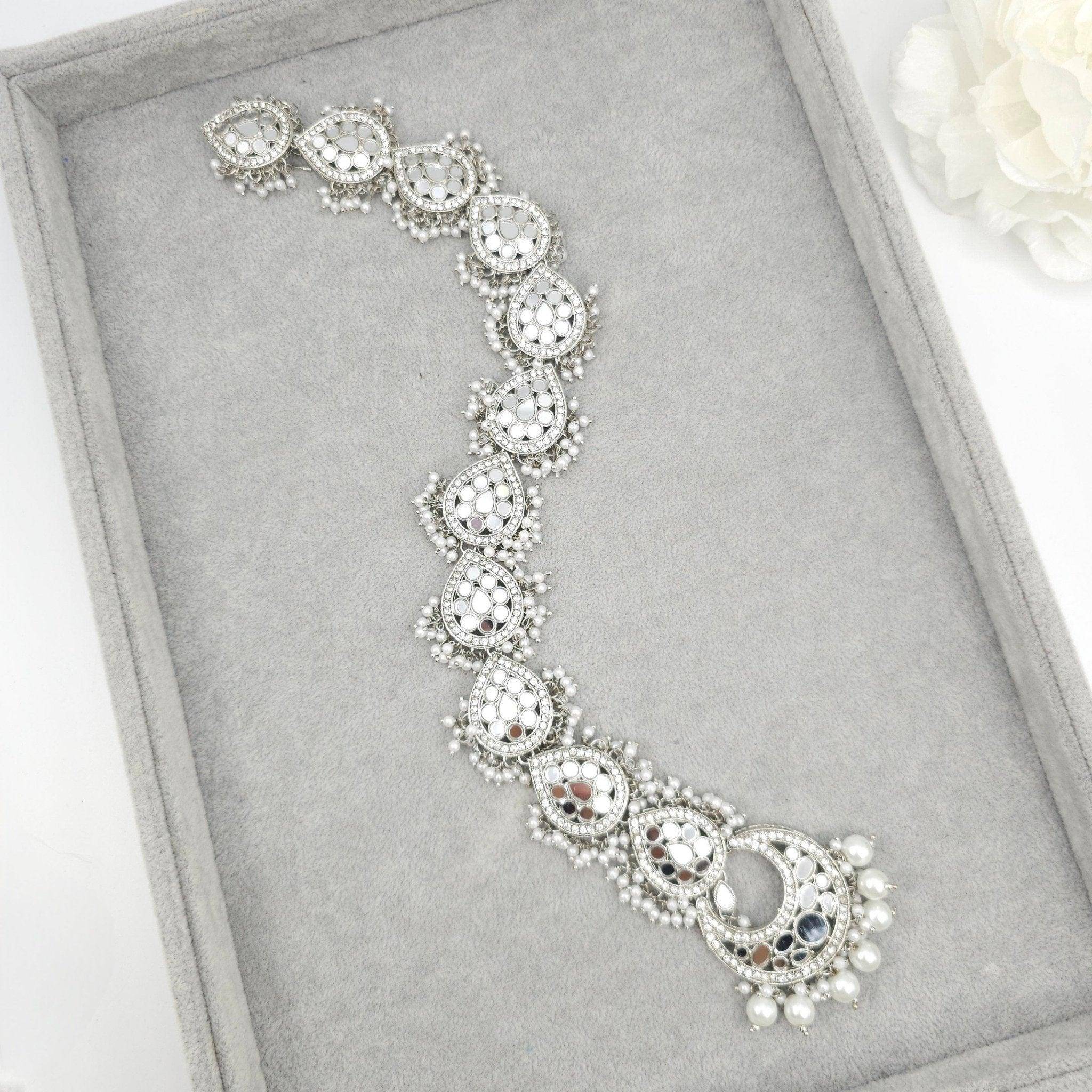 Komal - Mirror & Pearl Hair Plait Piece - Fancy Fab Jewels