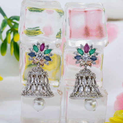 Gia- American Diamond Jhumki Earrings - Fancy Fab Jewels