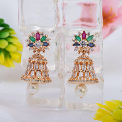 Gia- American Diamond Jhumki Earrings - Fancy Fab Jewels