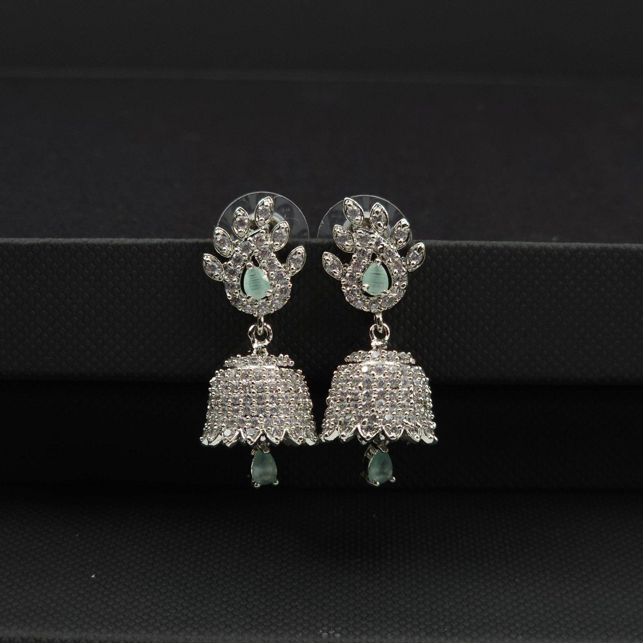 Fya - American Diamond CZ Small Jhumki Earrings - Fancy Fab Jewels