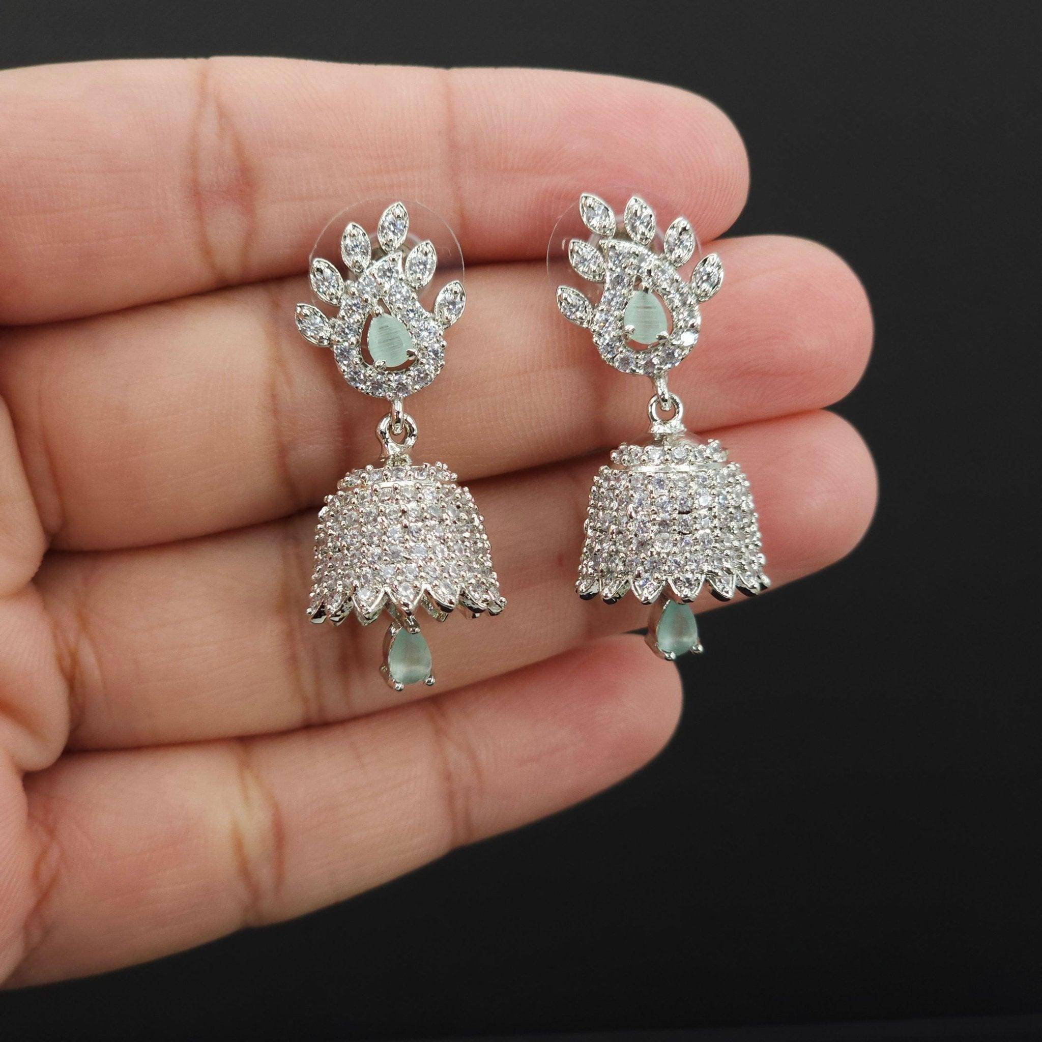 Fya - American Diamond CZ Small Jhumki Earrings - Fancy Fab Jewels