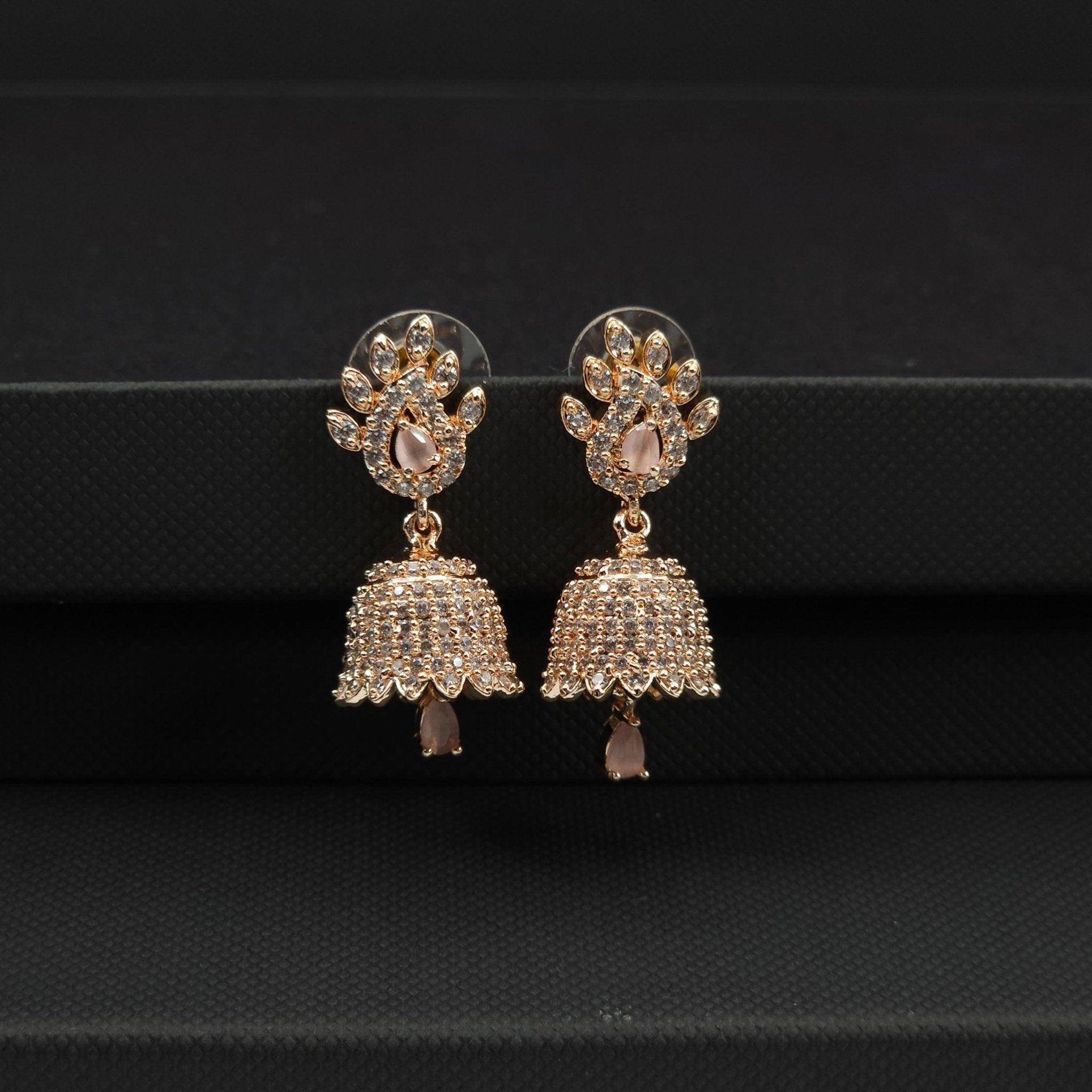 Fya - American Diamond CZ Small Jhumki Earrings - Fancy Fab Jewels