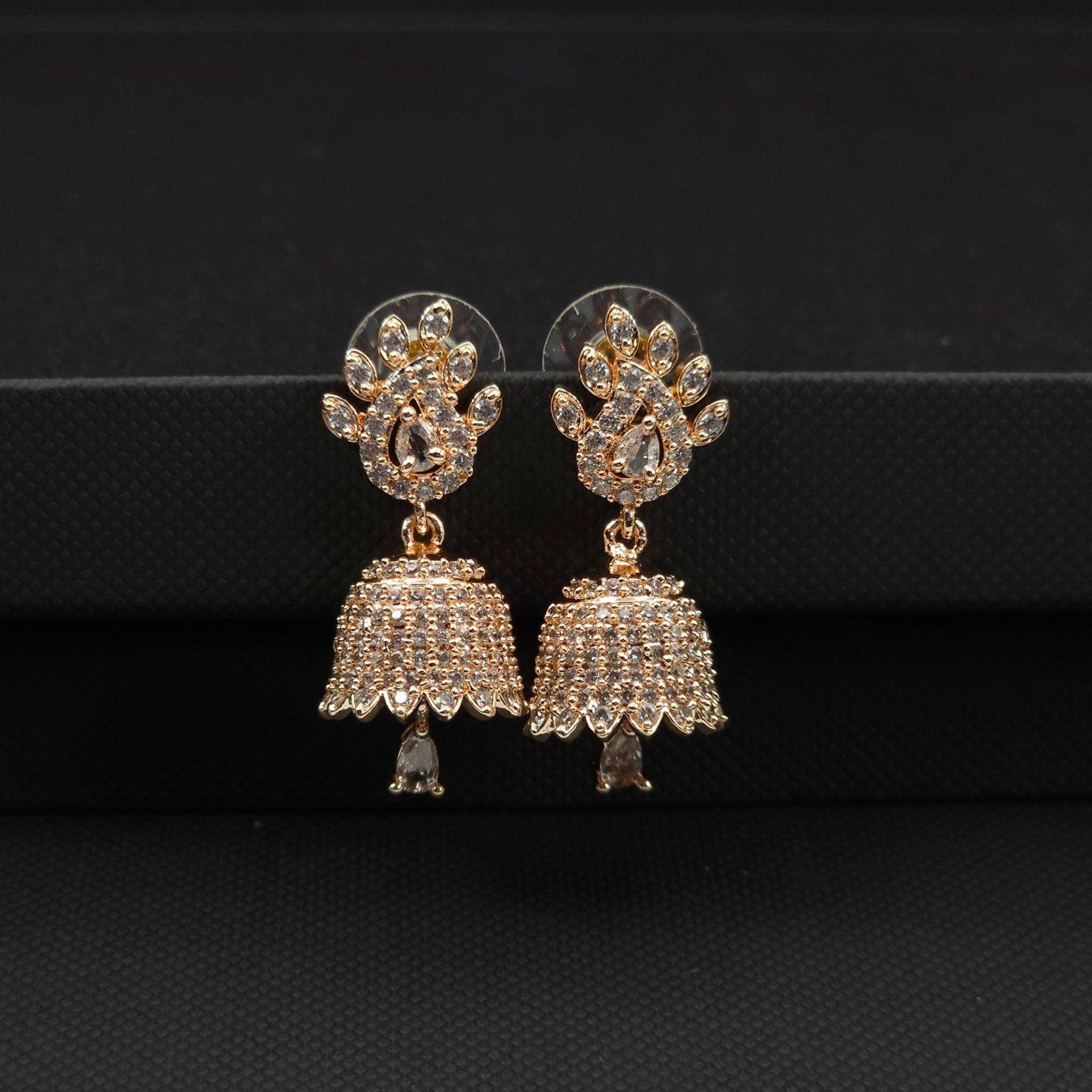 Fya - American Diamond CZ Small Jhumki Earrings - Fancy Fab Jewels