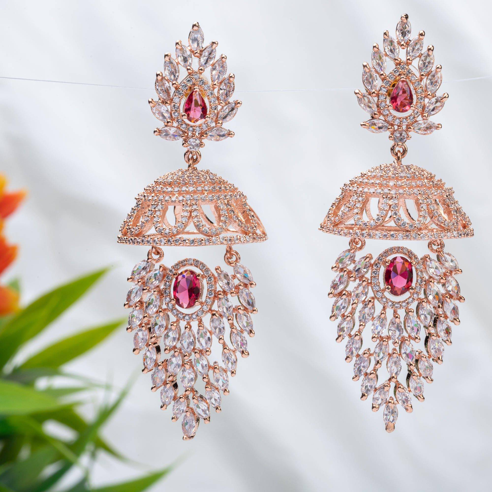 Feya- American Diamond Jhumki Earrings - Fancy Fab Jewels