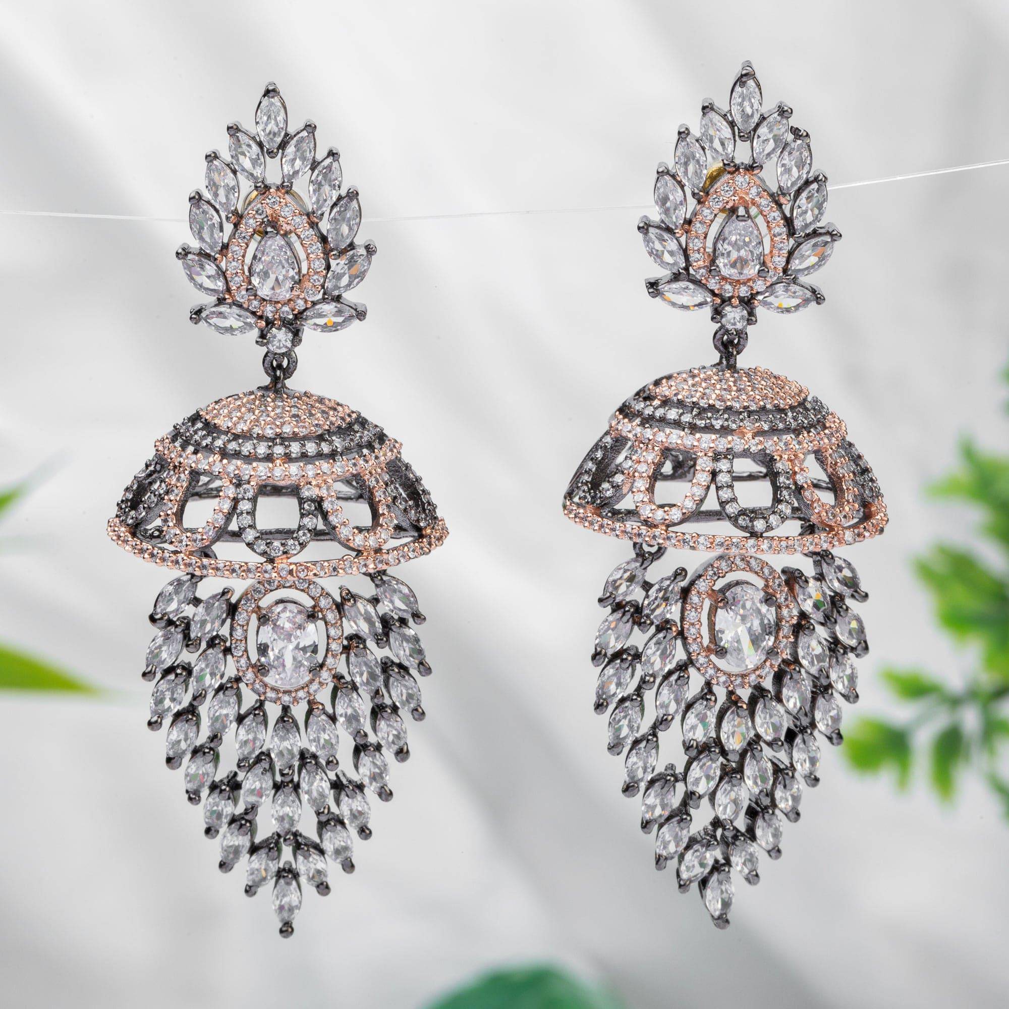 Feya- American Diamond Jhumki Earrings - Fancy Fab Jewels