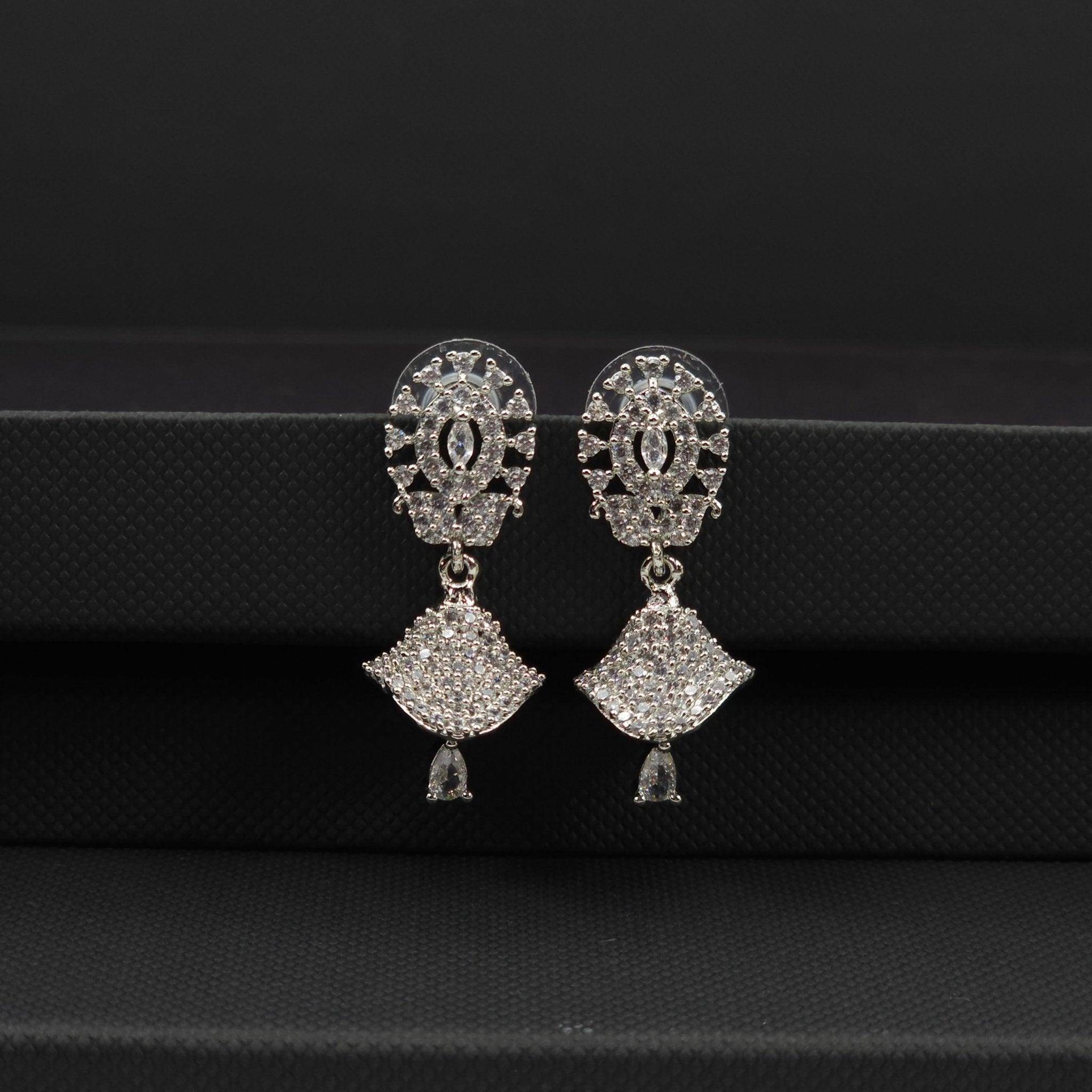 Arya - American diamond small jhumki earrings - Fancy Fab Jewels