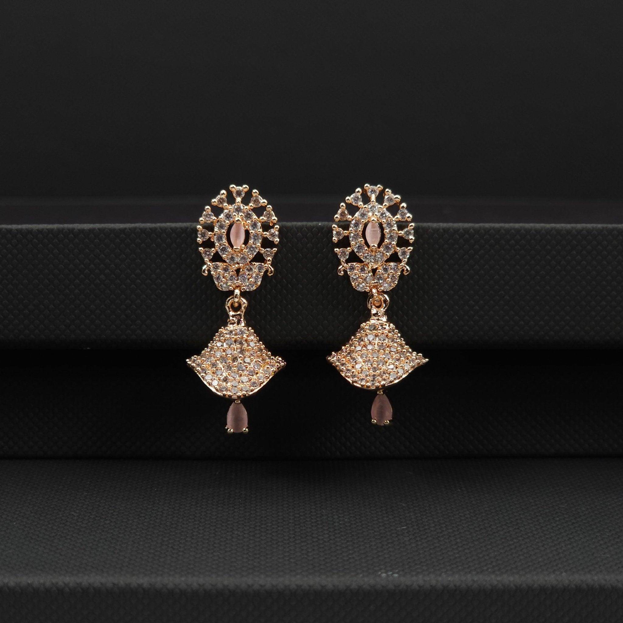 Arya - American diamond small jhumki earrings - Fancy Fab Jewels