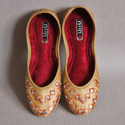 Mushq - Peachy Gold Ballerina Jutti Shoes - Fancy Fab Jewels