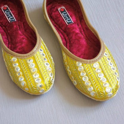 Divya - Yellow Ballerina Jutti Shoes - Fancy Fab Jewels