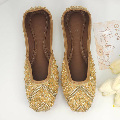 Jhilmil Gold Embelised Bridal Juttis - Fancy Fab Jewels