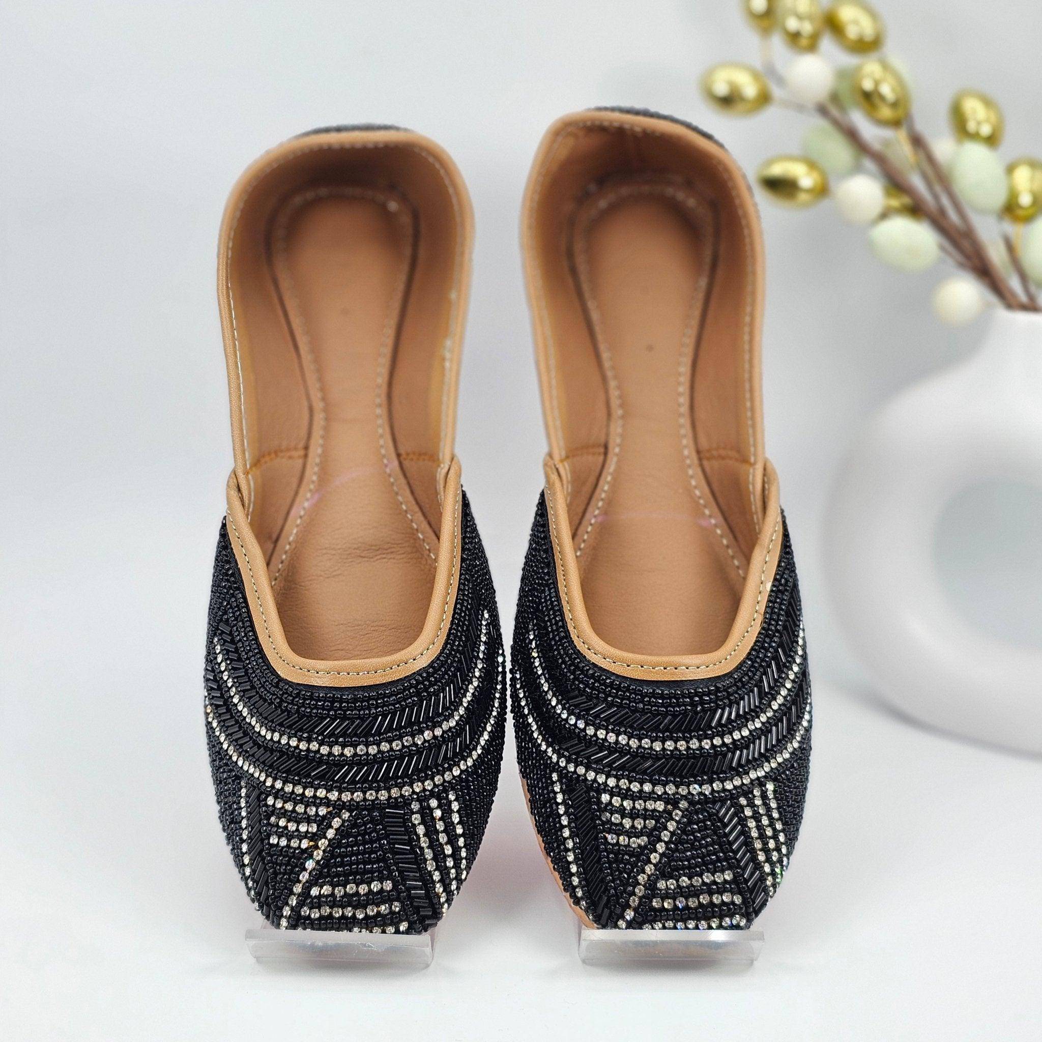 Nightingale Black Embroidered Juttis - Fancy Fab Jewels