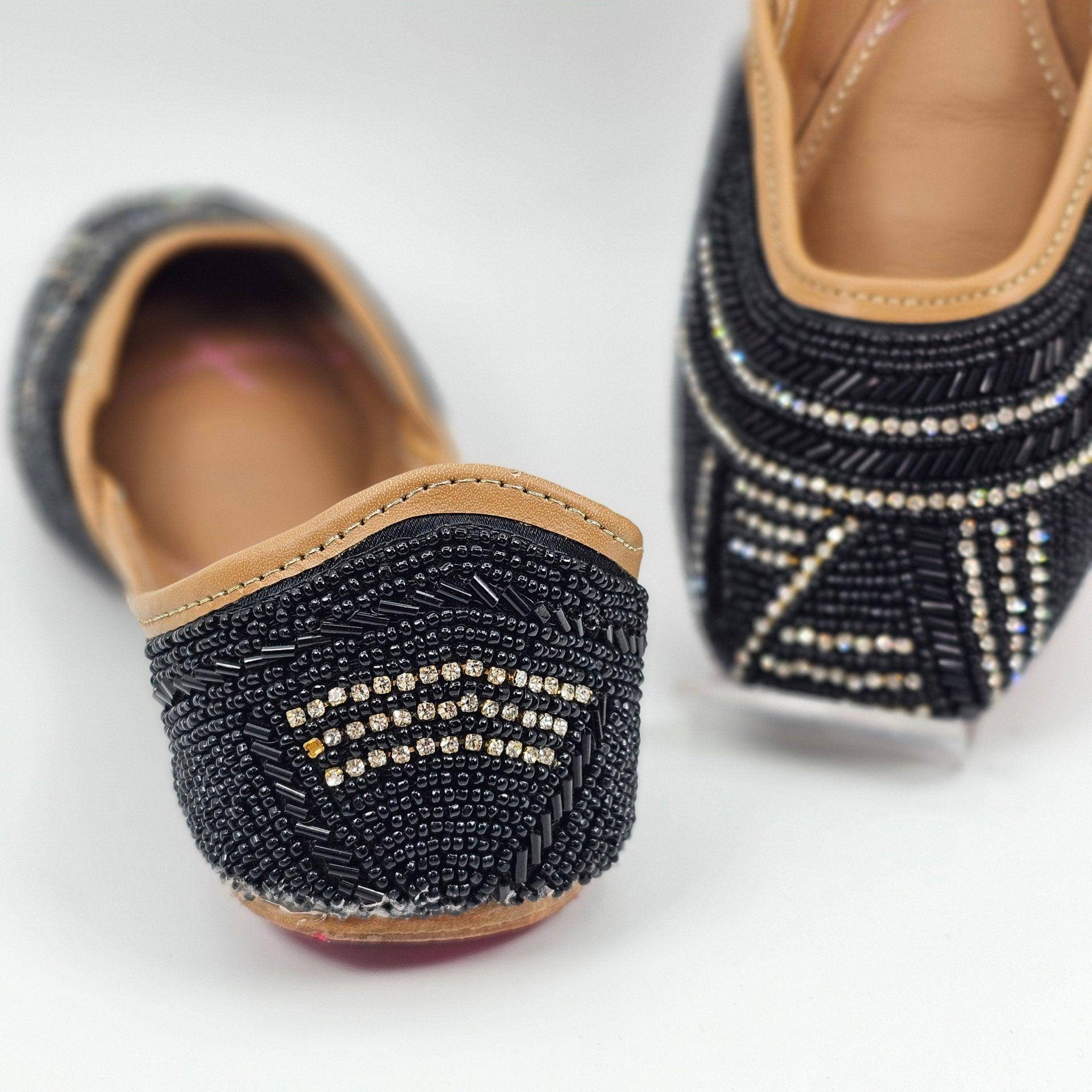 Nightingale Black Embroidered Juttis - Fancy Fab Jewels