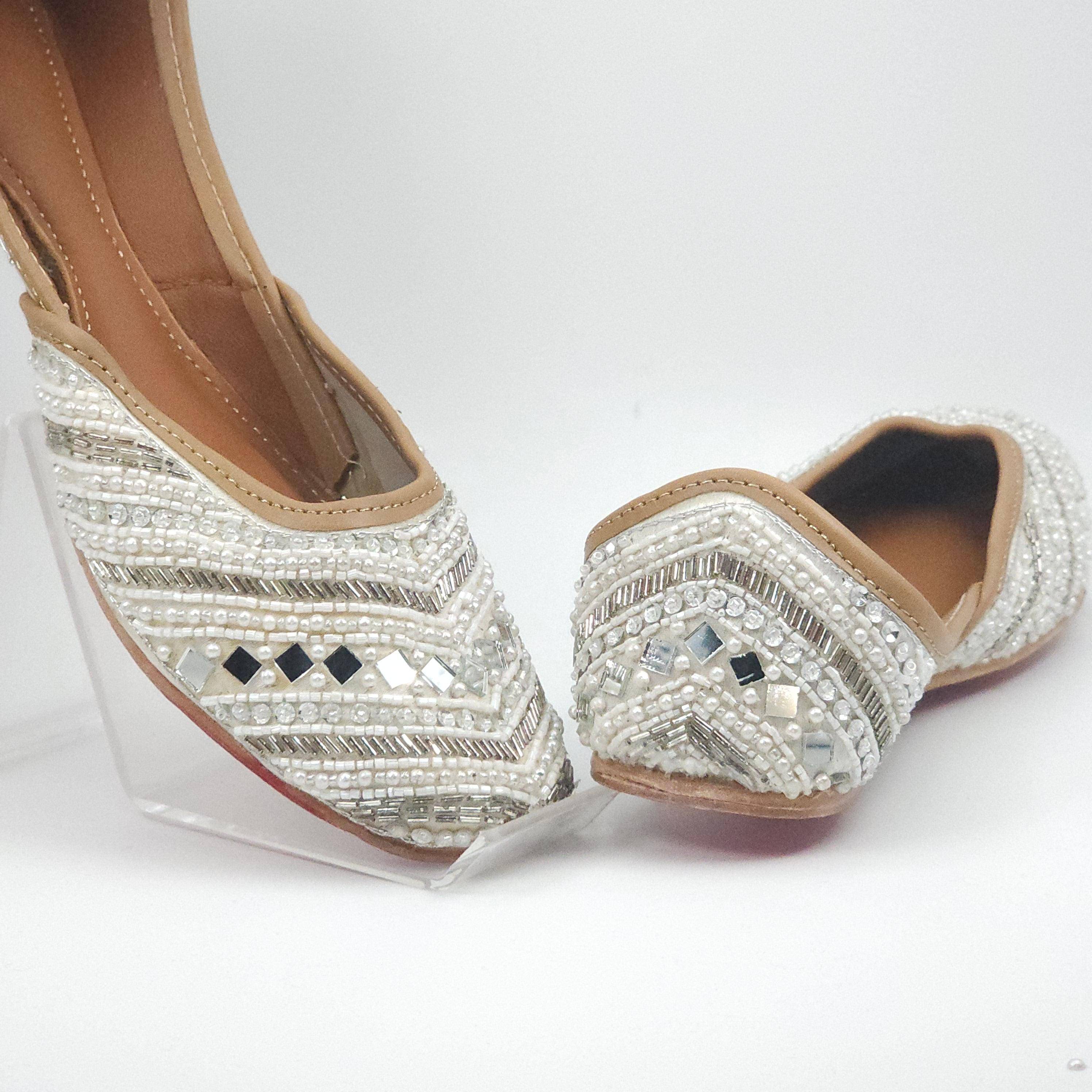 Snowie - Womens White  Ballerina Jutti Shoes - Fancy Fab Jewels