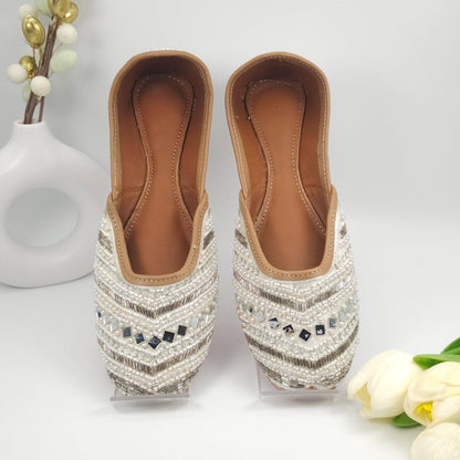 Snowie - Womens White  Ballerina Jutti Shoes - Fancy Fab Jewels