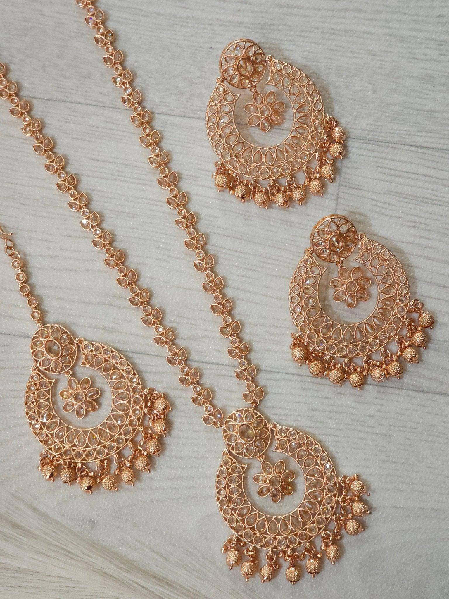 Mahira Polki Rani Haar Set - Rose Gold - Fancy Fab Jewels