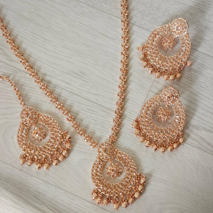 Mahira Polki Rani Haar Set - Rose Gold - Fancy Fab Jewels