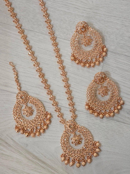 Mahira Polki Rani Haar Set - Rose Gold - Fancy Fab Jewels