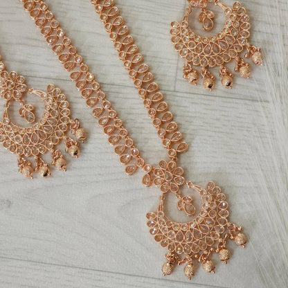 Meena Polki Rani Haar Set - Rose Gold - Fancy Fab Jewels