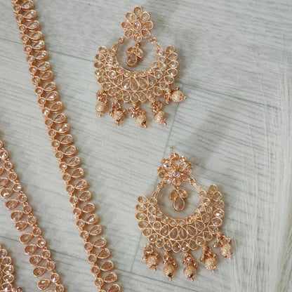 Meena Polki Rani Haar Set - Rose Gold - Fancy Fab Jewels