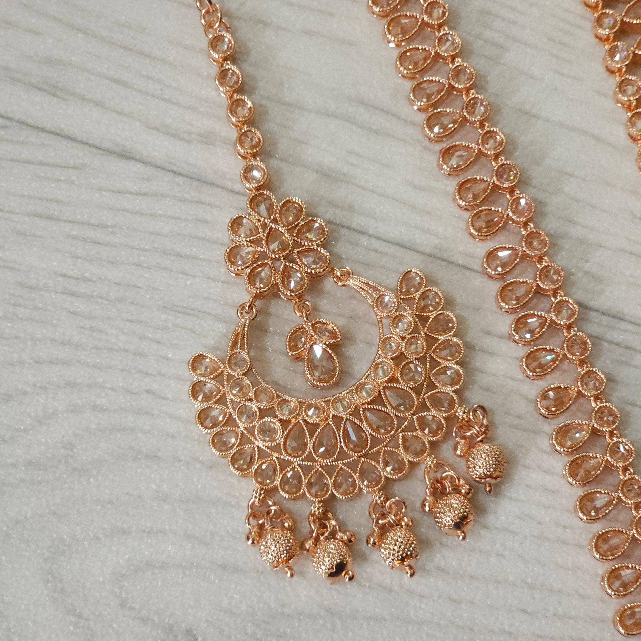 Meena Polki Rani Haar Set - Rose Gold - Fancy Fab Jewels