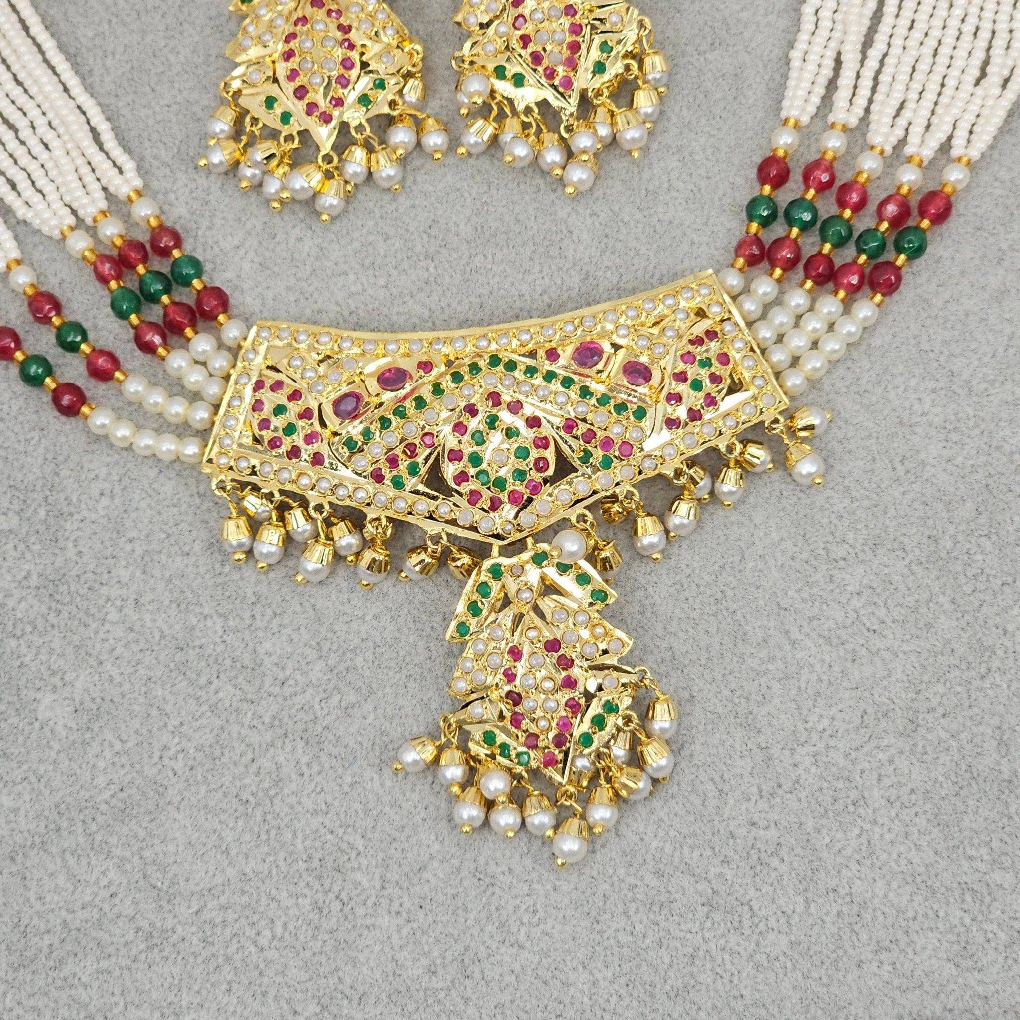 Minza Premium Quality Jadau Nauratan Choker Set - Fancy Fab Jewels