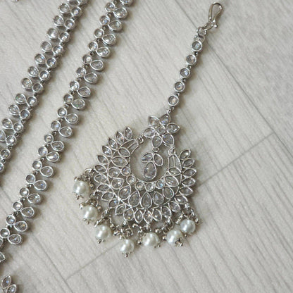 Shafia Polki Rani Haar Set - Silver - Fancy Fab Jewels