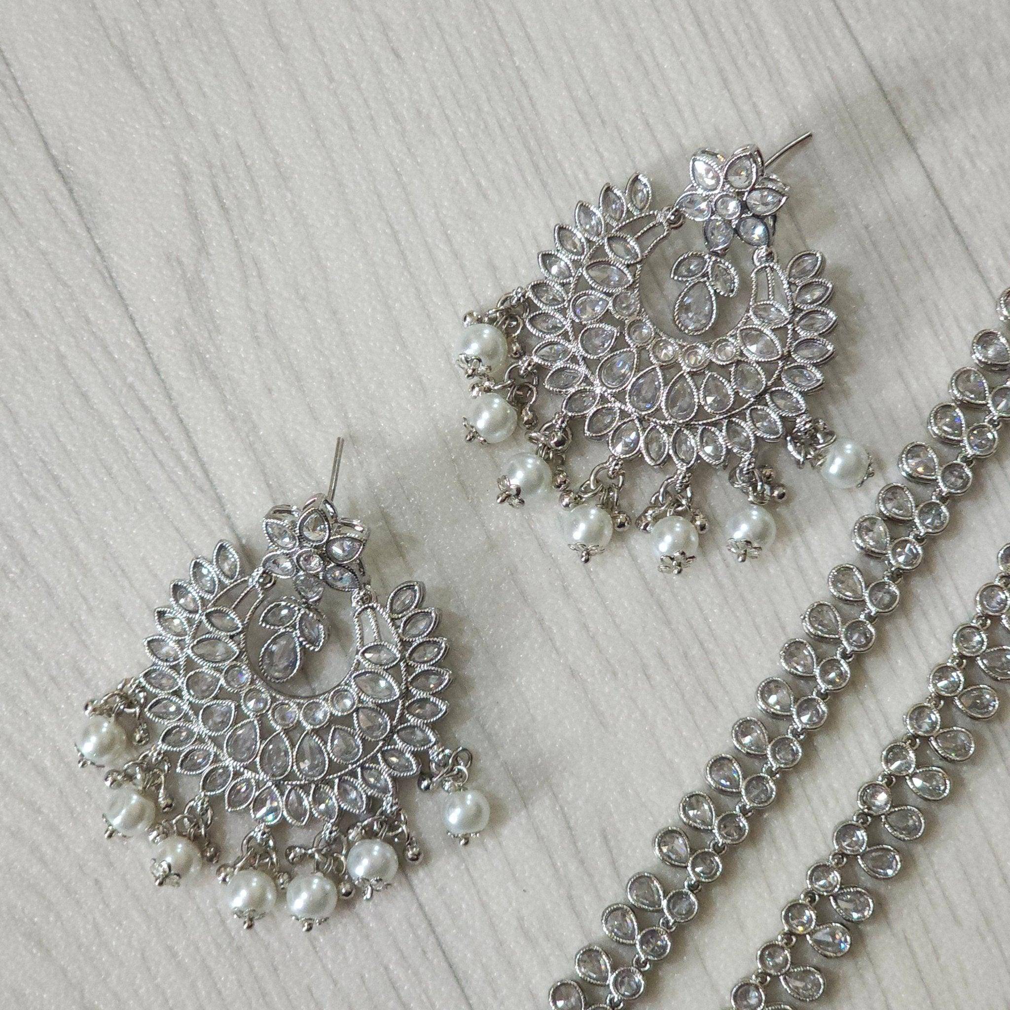 Shafia Polki Rani Haar Set - Silver - Fancy Fab Jewels