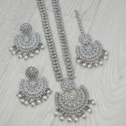 Shazia Polki Rani Haar Set - Silver - Fancy Fab Jewels