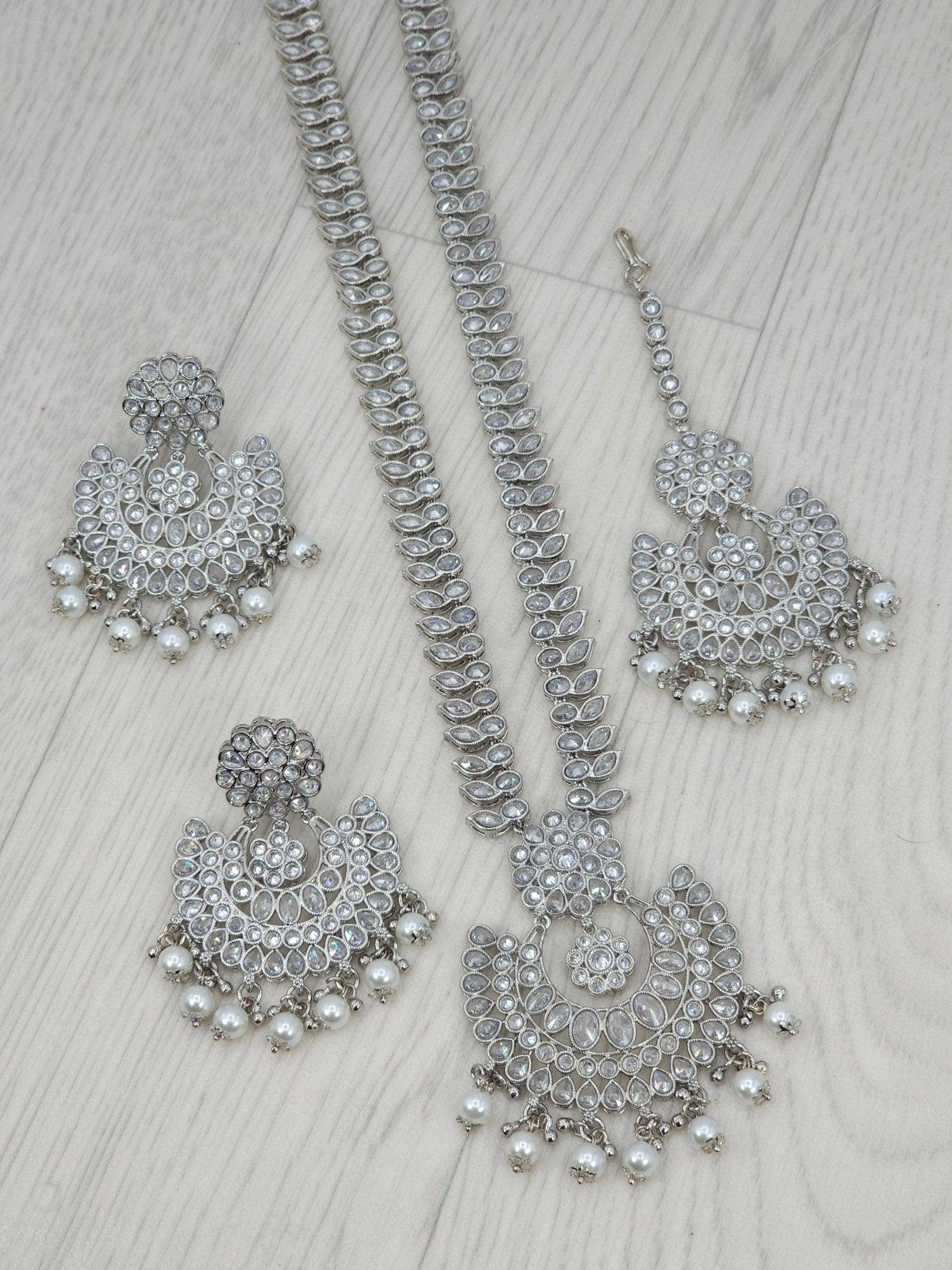 Shazia Polki Rani Haar Set - Silver - Fancy Fab Jewels