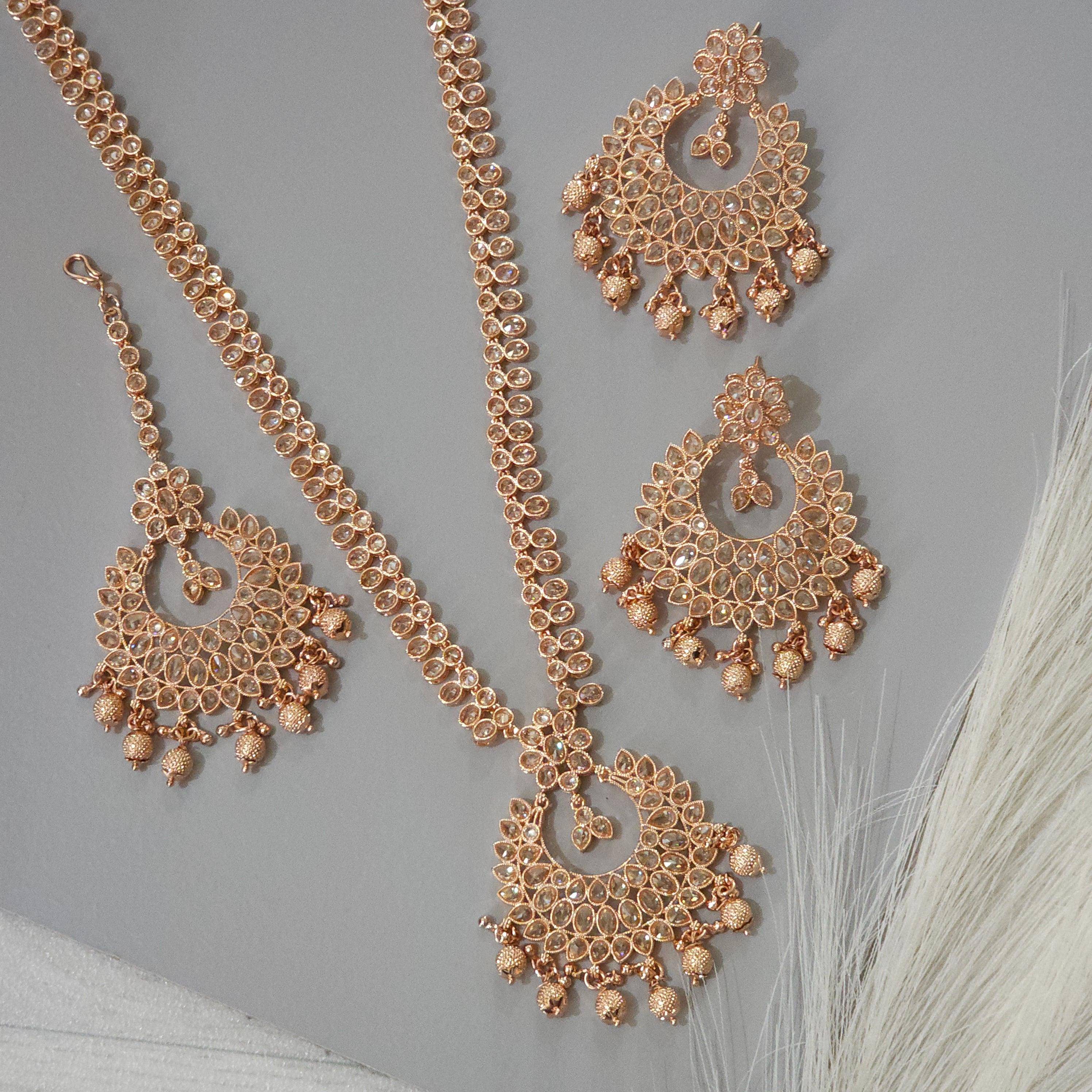 Sonia Polki Rani Haar Set - Rose Gold - Fancy Fab Jewels