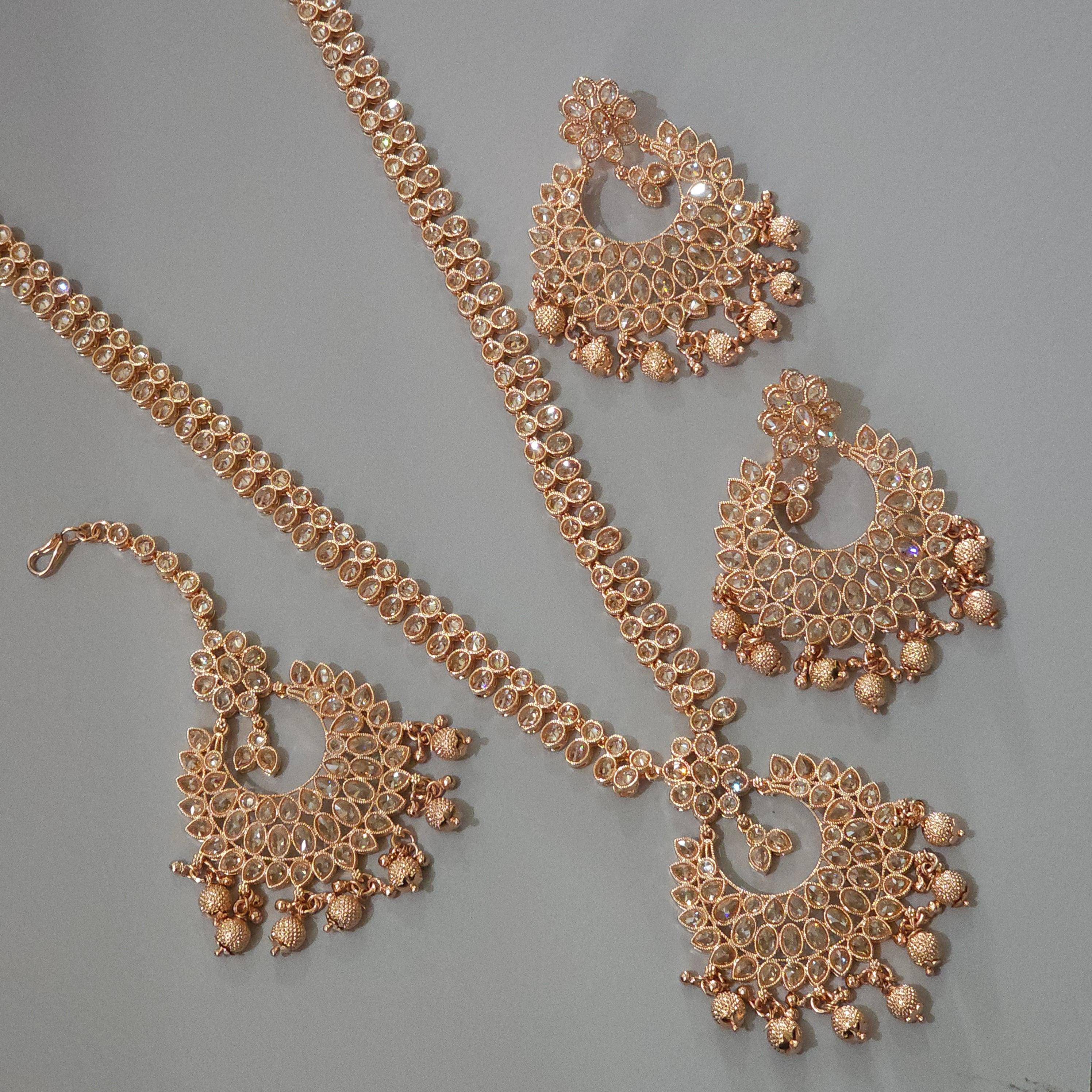 Sonia Polki Rani Haar Set - Rose Gold - Fancy Fab Jewels