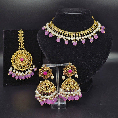 Farhaa Choker Necklace Set - Fancy Fab Jewels