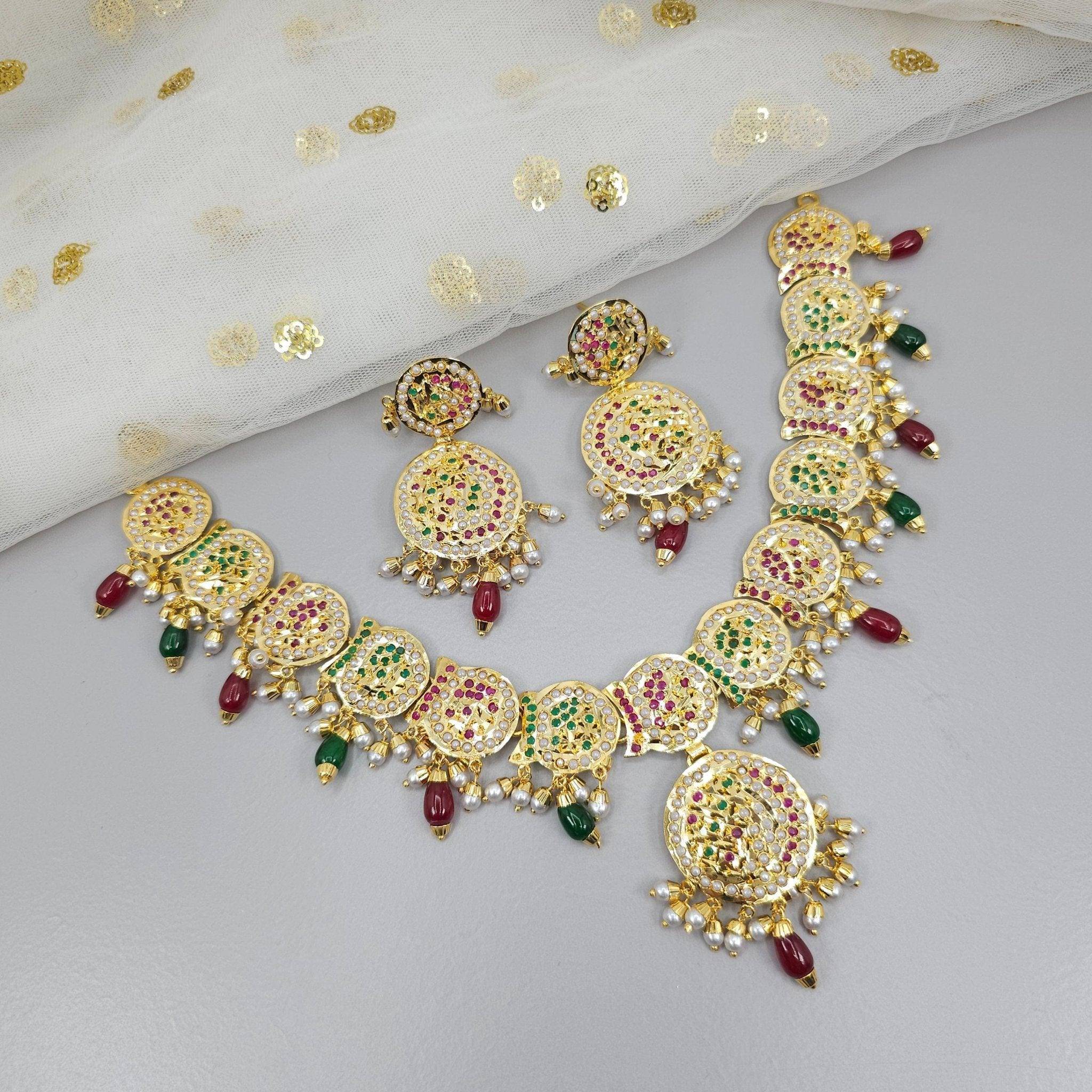 Anjum Premium Quality Jadau Nauratan Choker Set - Fancy Fab Jewels