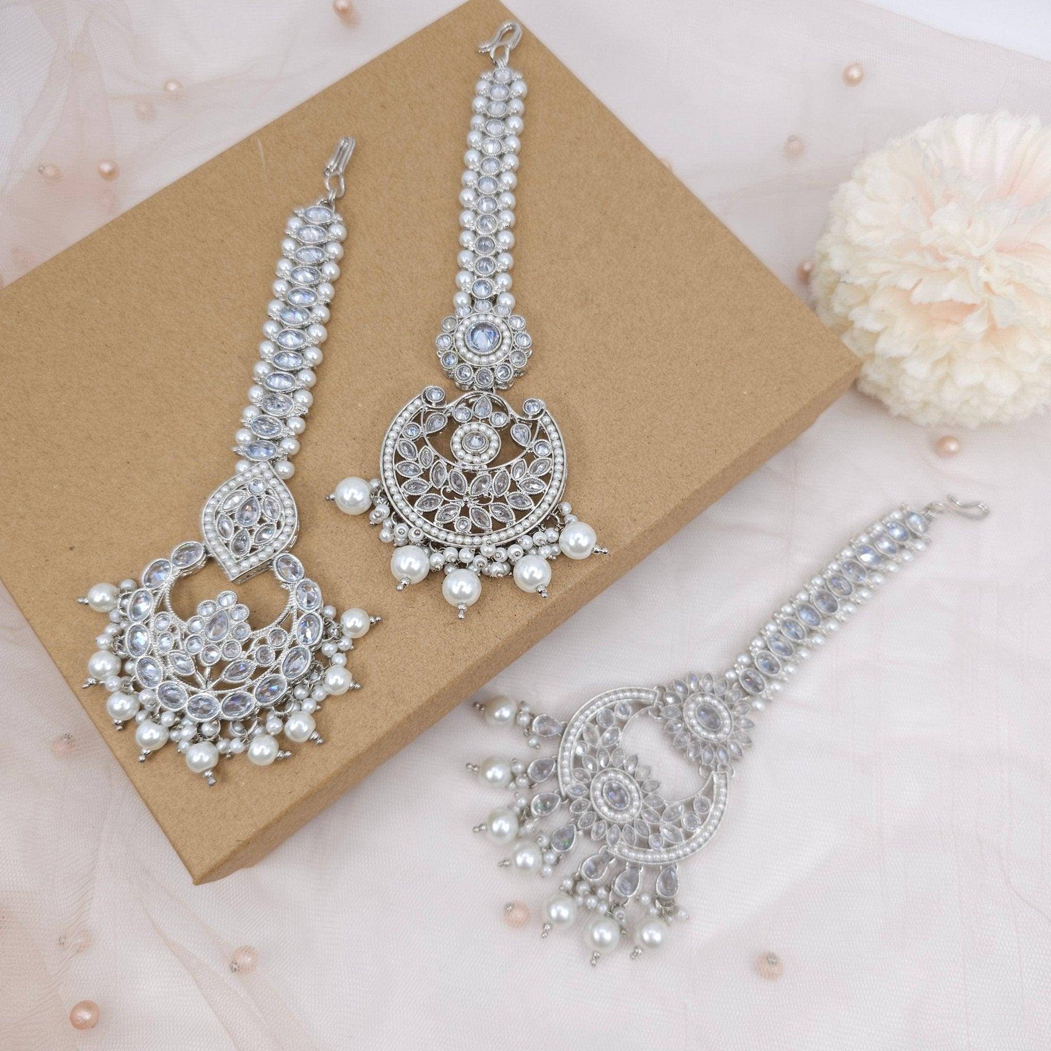 Nisha Polki Maang Tikka - Silver - Fancy Fab Jewels