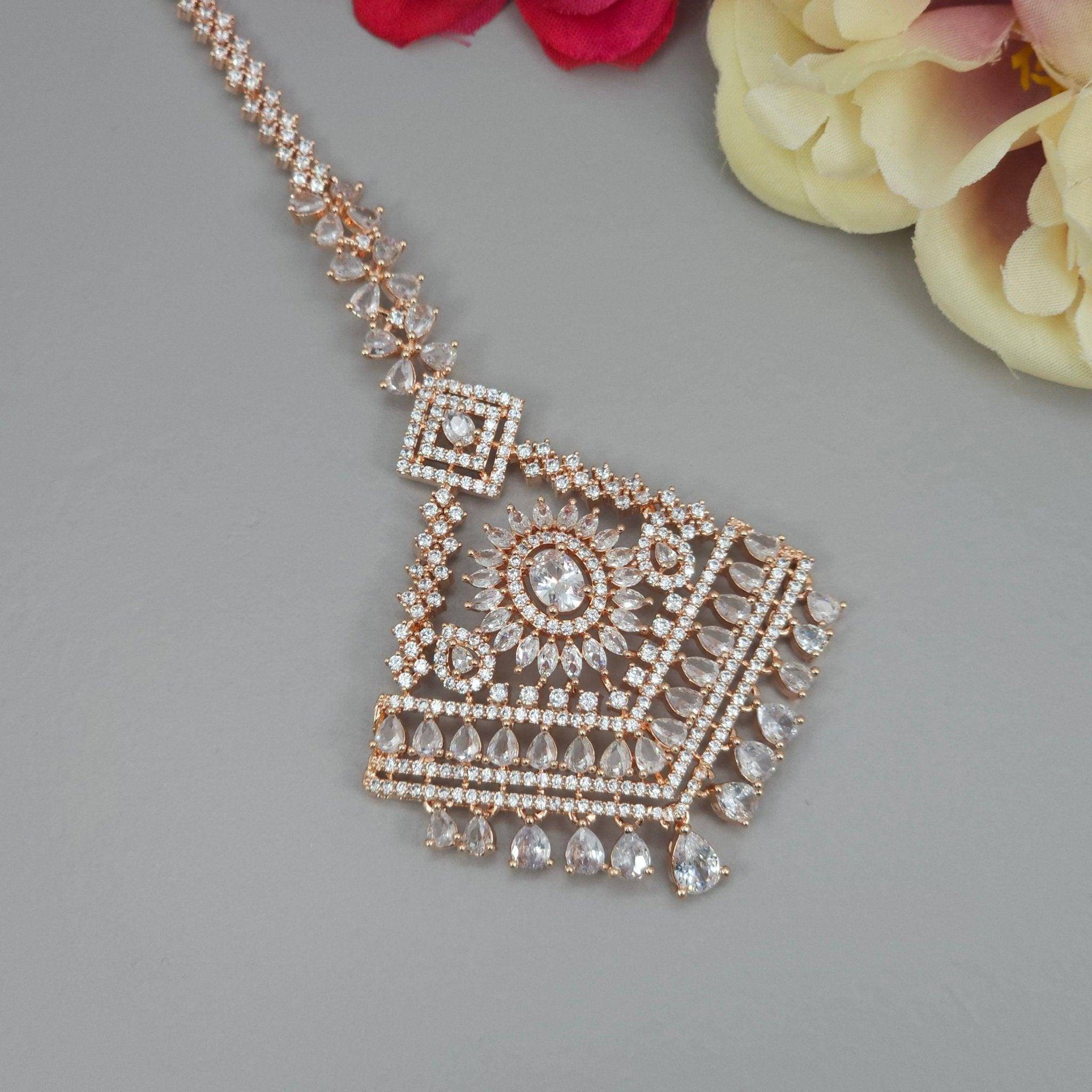 Husna CZ Mangtikka - Rose Gold - Fancy Fab Jewels