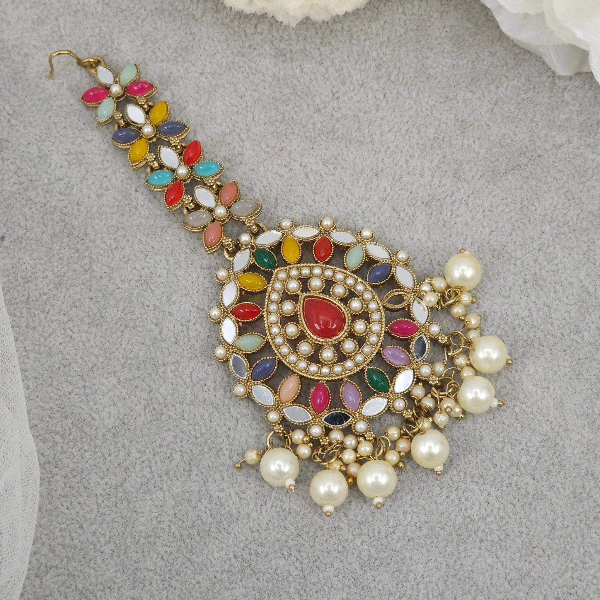 Mirror Maang Tikka - Multicolor - Fancy Fab Jewels