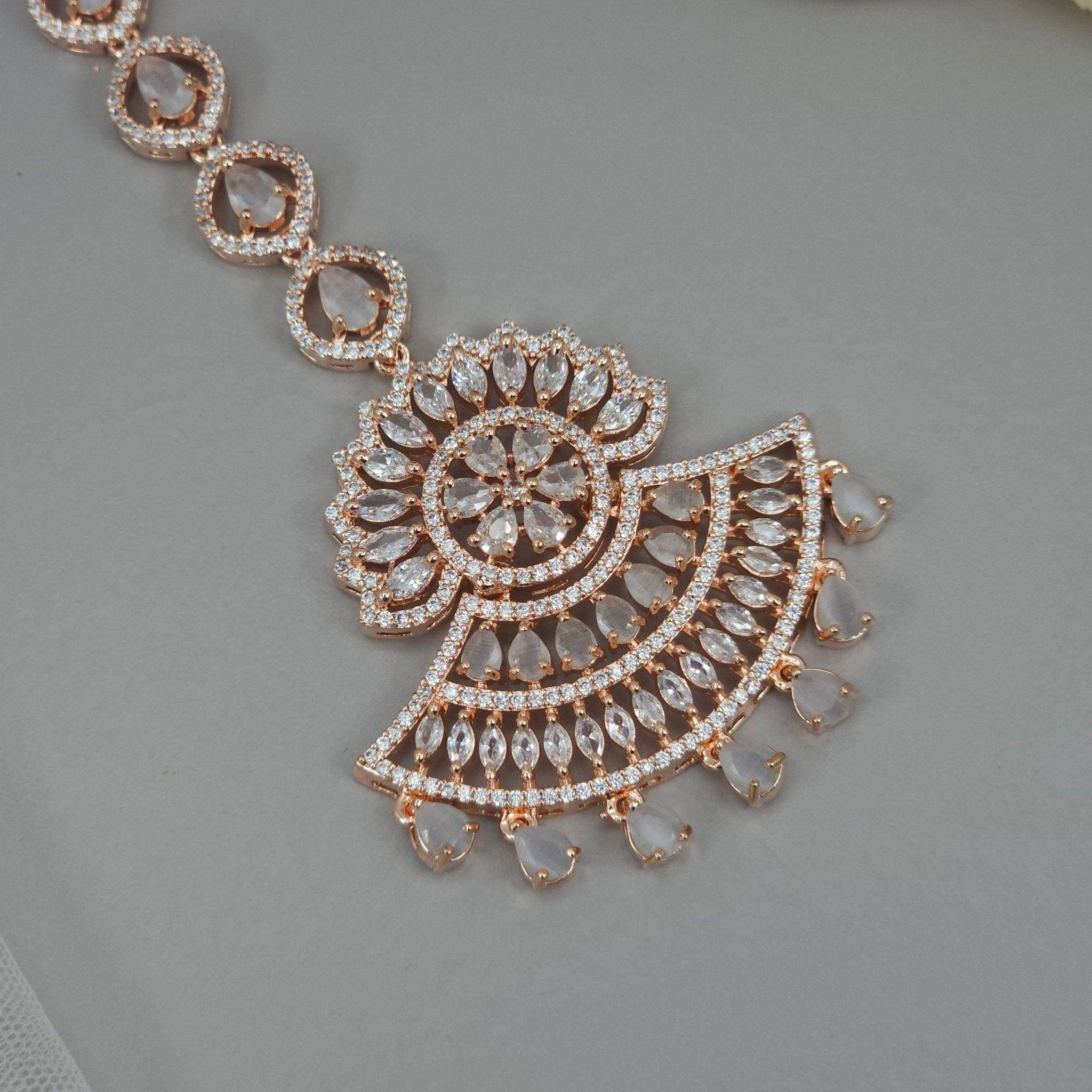 Roohi CZ Mangtikka - Rose Gold - Fancy Fab Jewels